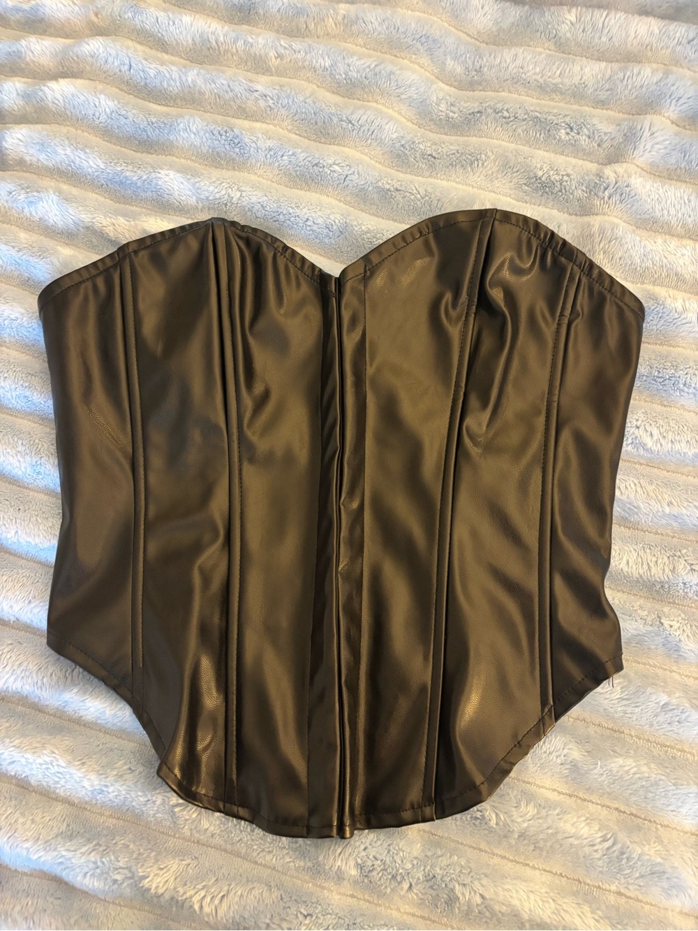 Shein Black Faux Leather Corset Top - XS